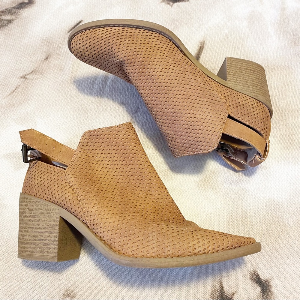 Qupid Brown Perforated Ankle Bootie